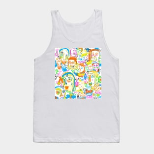 doodle colorful, faces, animals Tank Top